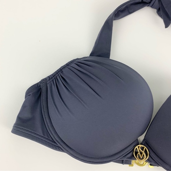 Victorias Secret Bombshell Padded Push Up Bikini Top Slate Grey 2 Cups 36B - Picture 5 of 12